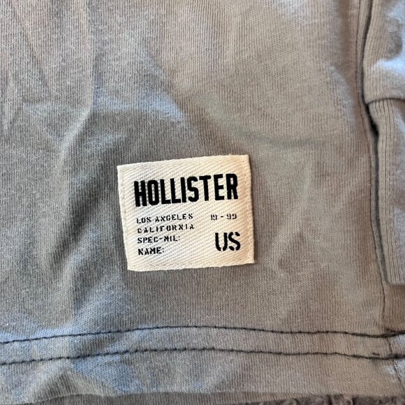 Hollister Gray Hooded Long-Sleeve Shirt Mens M 100% Cotton Casual Lightweight - Picture 5 of 5
